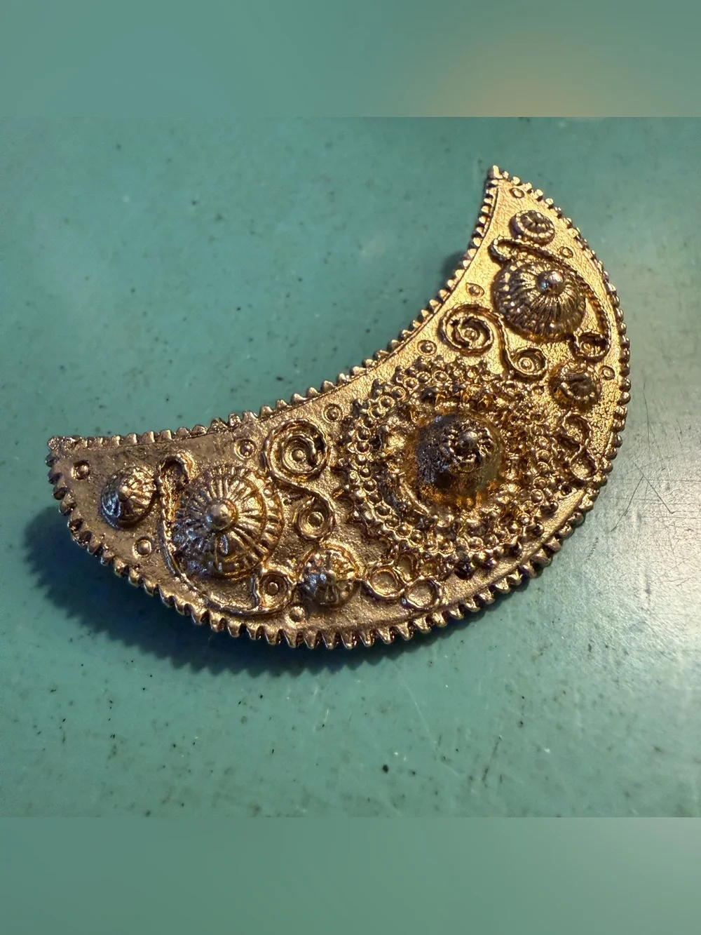 Celestial moon gold Tone brooch